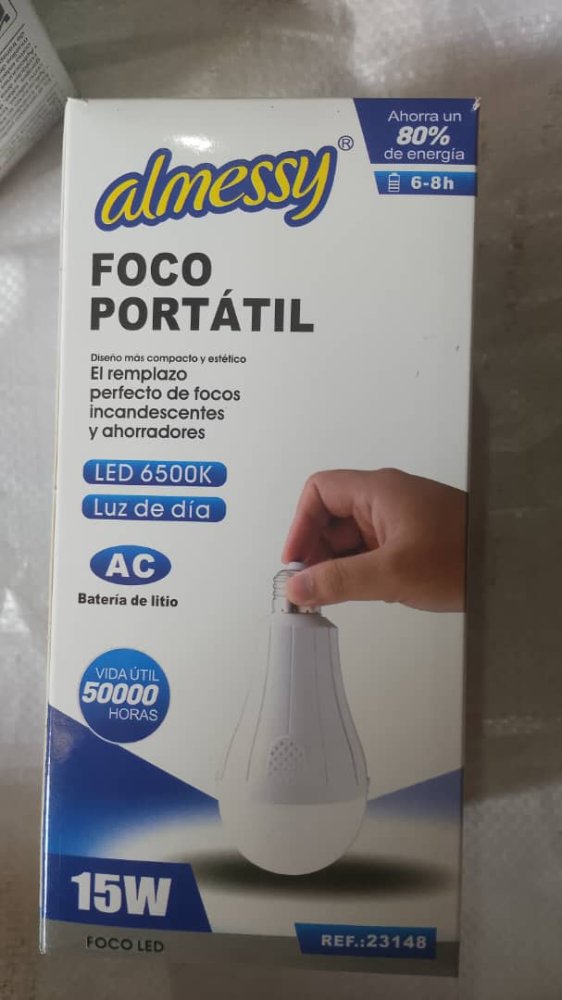 BOMBILLO RECARGABLE 15 W ALMESSY POR UNIDAD