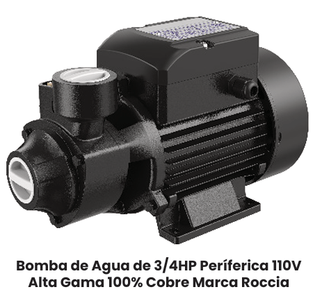 Bomba de Agua Periférica Alta Gama 100% Cobre 3/4 HP Roccia