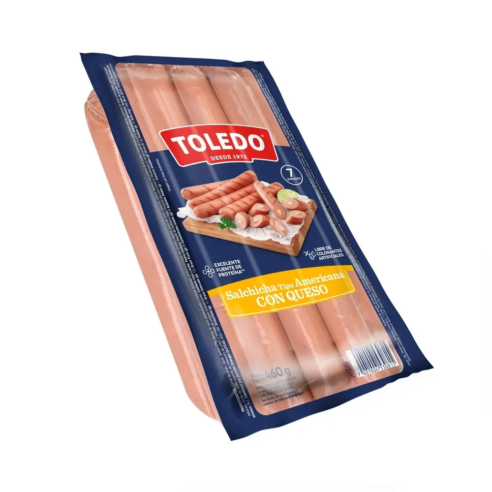 salchicha tipo americana 7 unidades 460g toledo