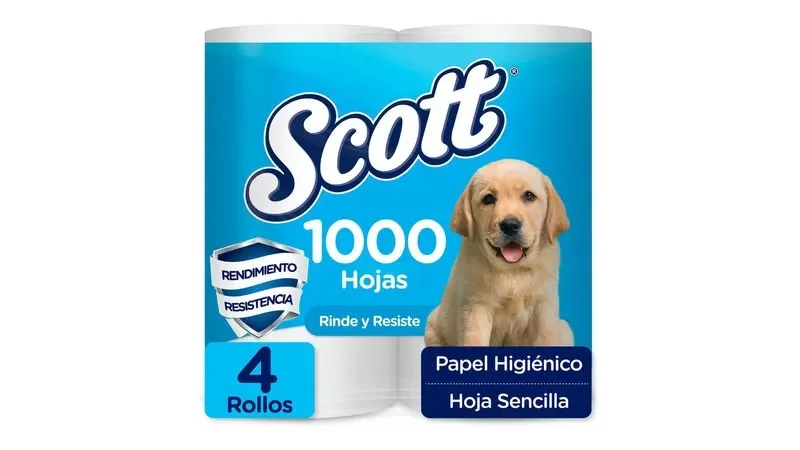 papel higienico mil hojas scott paquete de 4