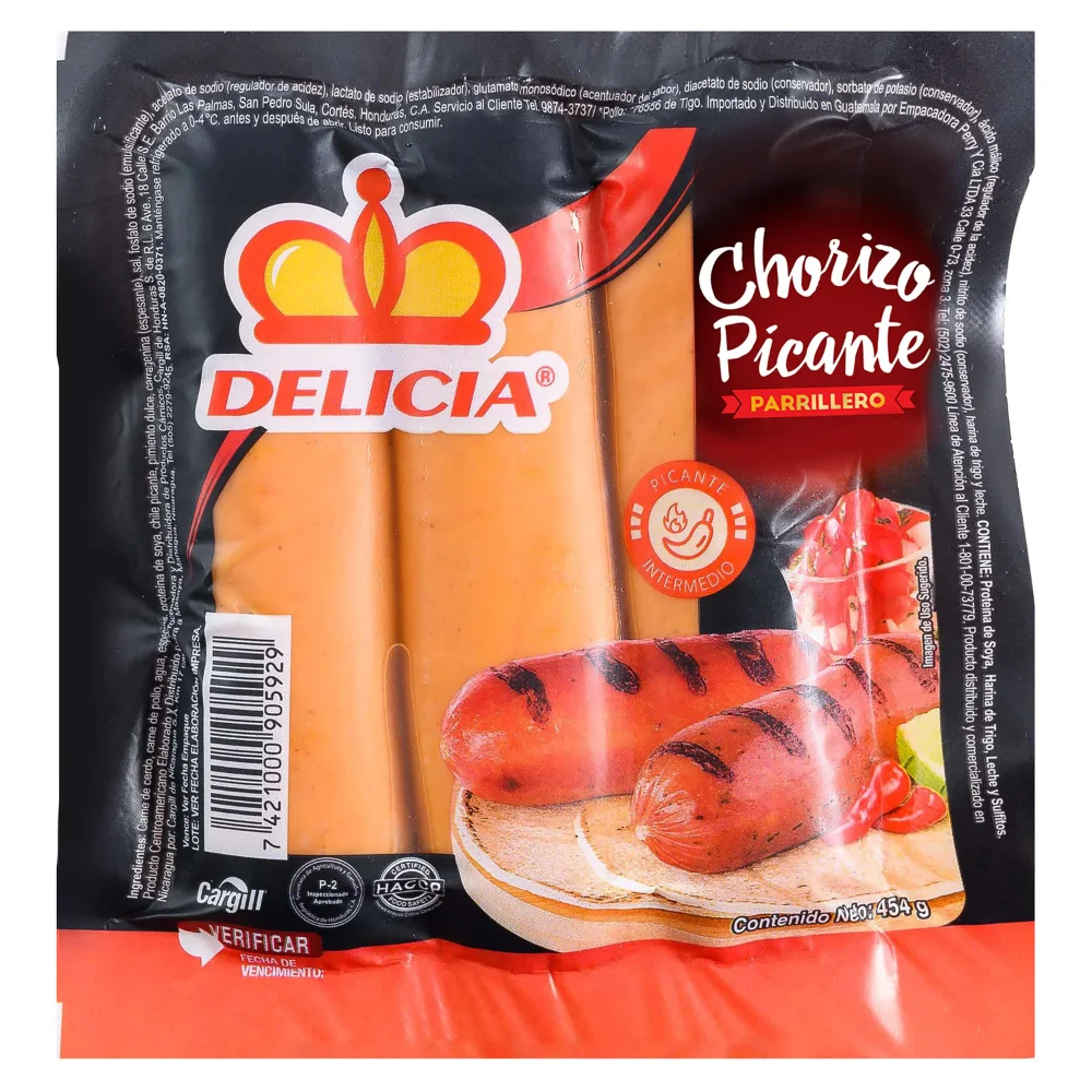 chorizo parrillero picante delicia 454g