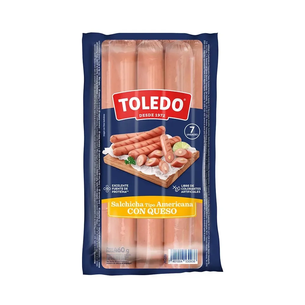 SALCHICHA AMERICANA CON QUESO 7 UNIDADES TOLEDO