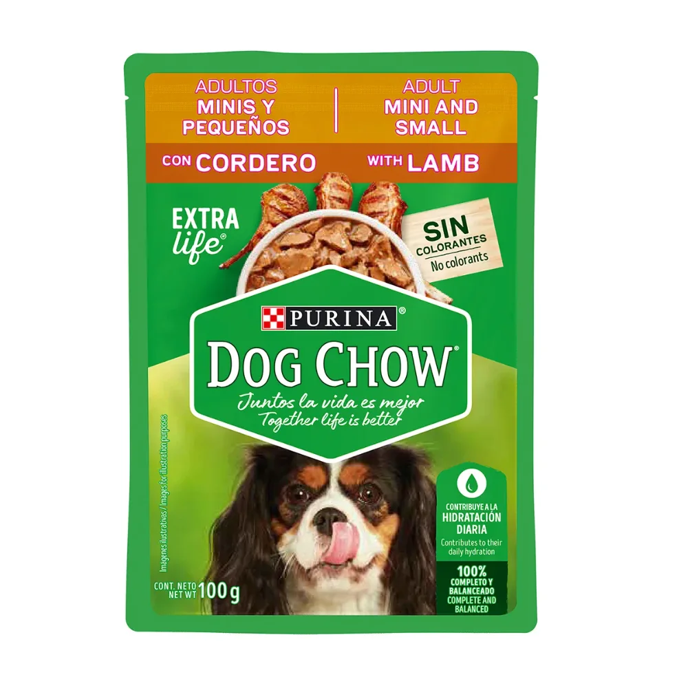 DOG CHOW POUCH MINI Y PEQUEÑO CORDERO 100G