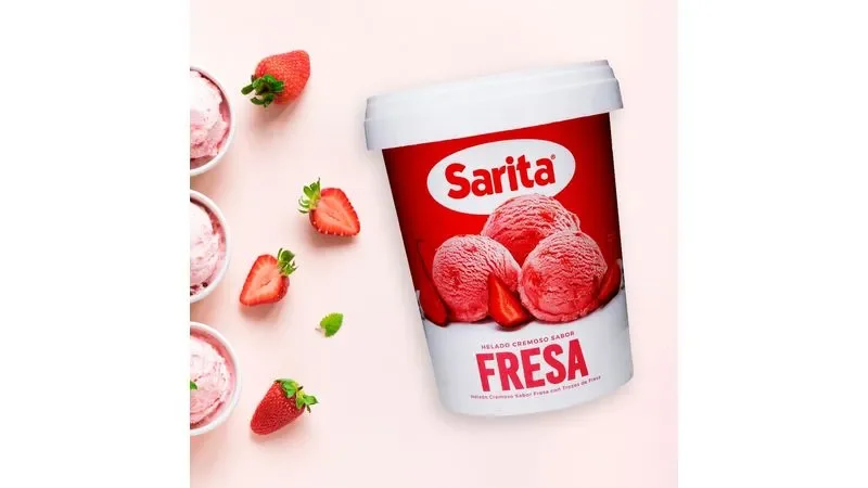 Helado sarita, litro sabor fresa