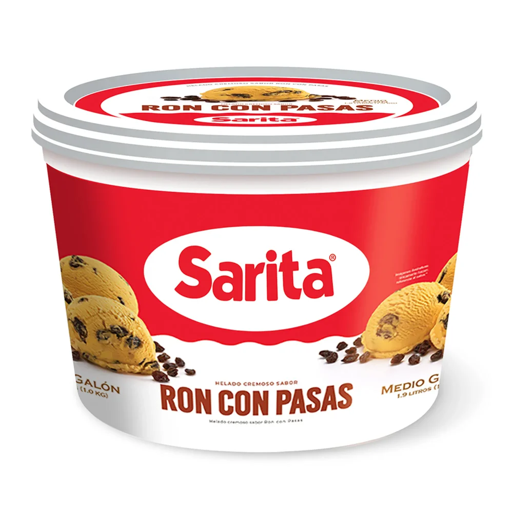 medio galon ron con pasas sarita