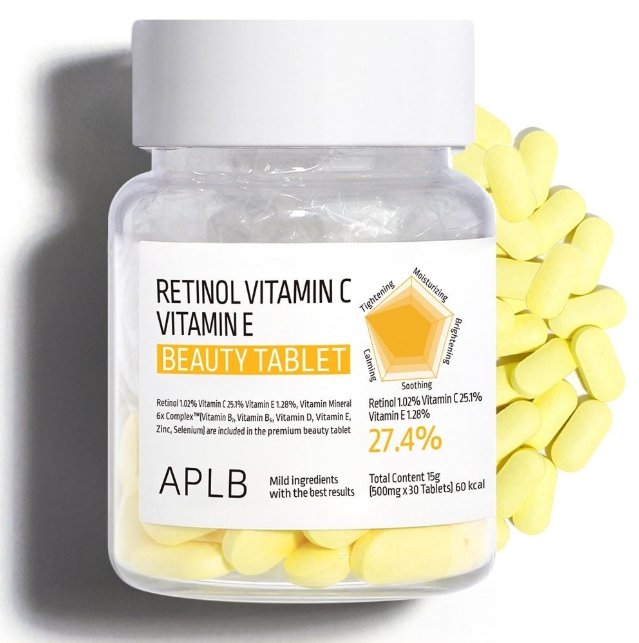 Tabletas de belleza con Retinol, vitamina C y vitamina E 500mg x 30Tab - APLB