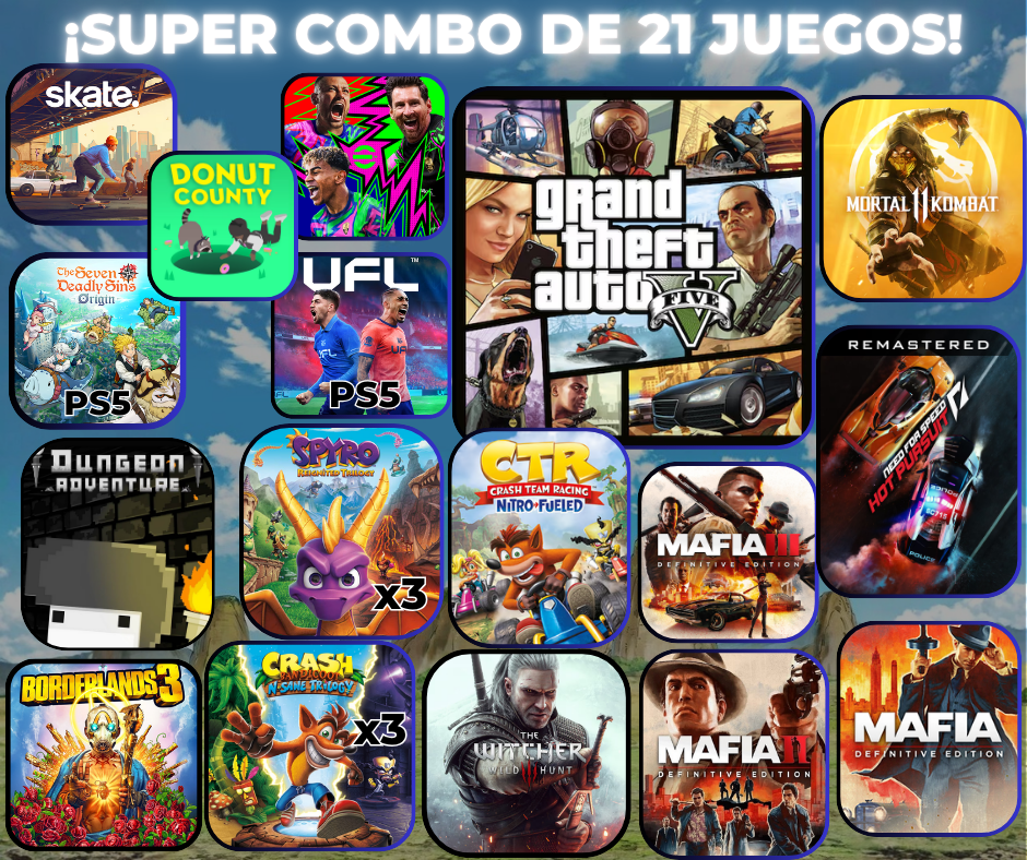 MEGA COMBO DE 21 JUEGOS GTA V