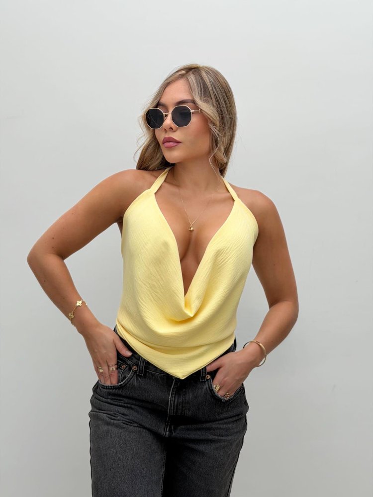 BLUSA CUELLO V DRAPEADO