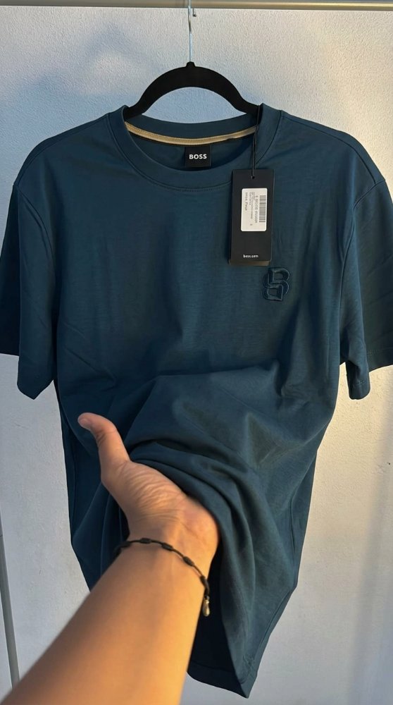 playera cuello redondo azul BOSS