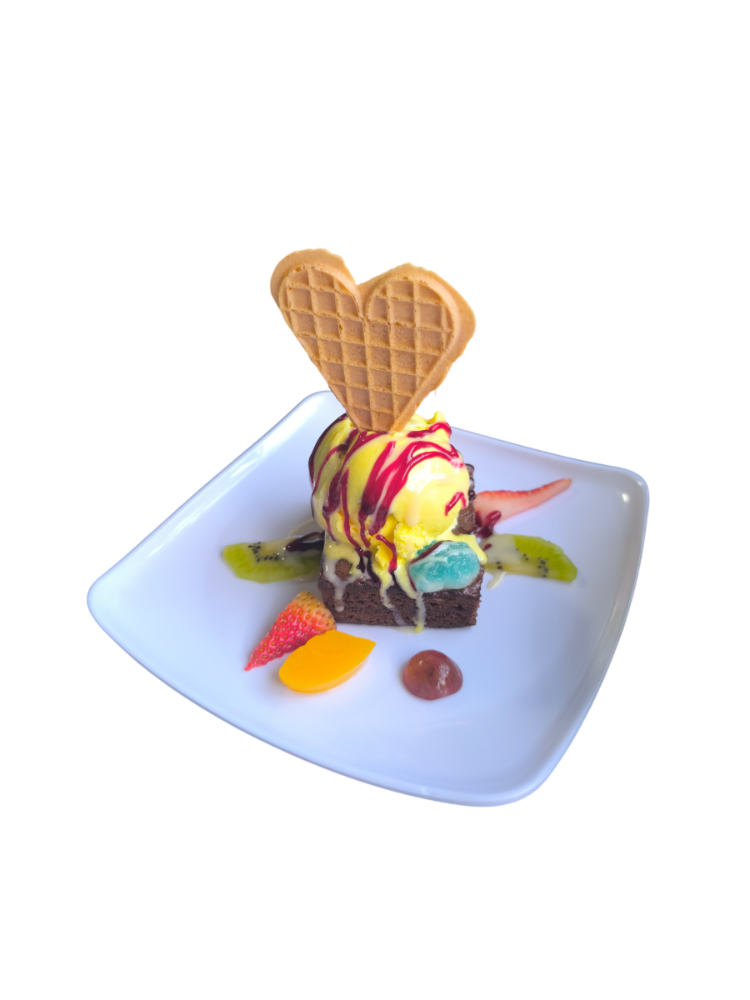 Brownie con helado