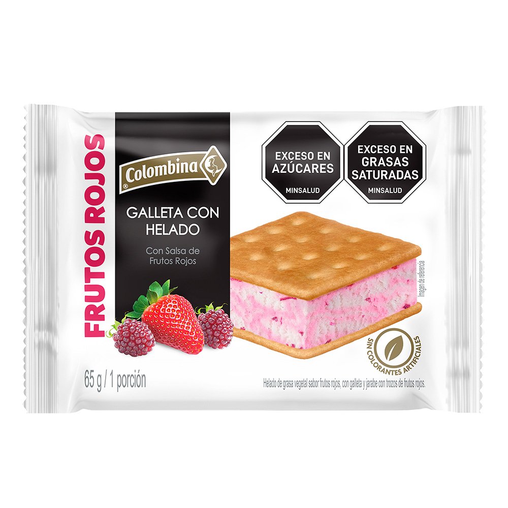 Galleta con Helado de Frutos Rojos