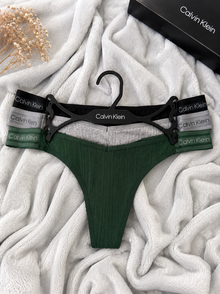Tanga Calvin Klein Verde Rib M
