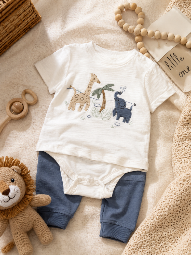 Conjunto Bebé SafarI 4 piezas 6 Meses