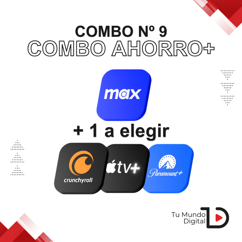 COMBO 9 - AhorroPLUS I 1 HBO MAX  1 A ELEGIR: (PRIME VIDEO I MAX I PARAMOUNT)