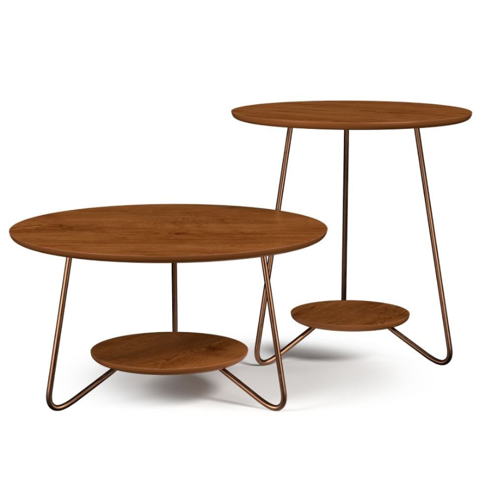 E75066 - SET 2 MESA CENTRO(60CM) + LATERAL(50CM) LIZ REF: 21765 FREIJO
