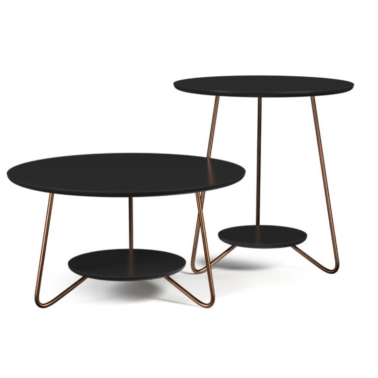 E75065 - SET 2 MESA CENTRO(60CM) + LATERAL(50CM) LIZ REF: 21720 NEGRO