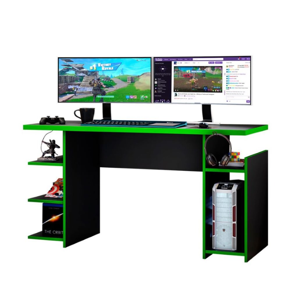 E74507 - MESA COMPUTADORA GAMER 75X136X54 CM REF:NT2065 176NEGRO/VERDE