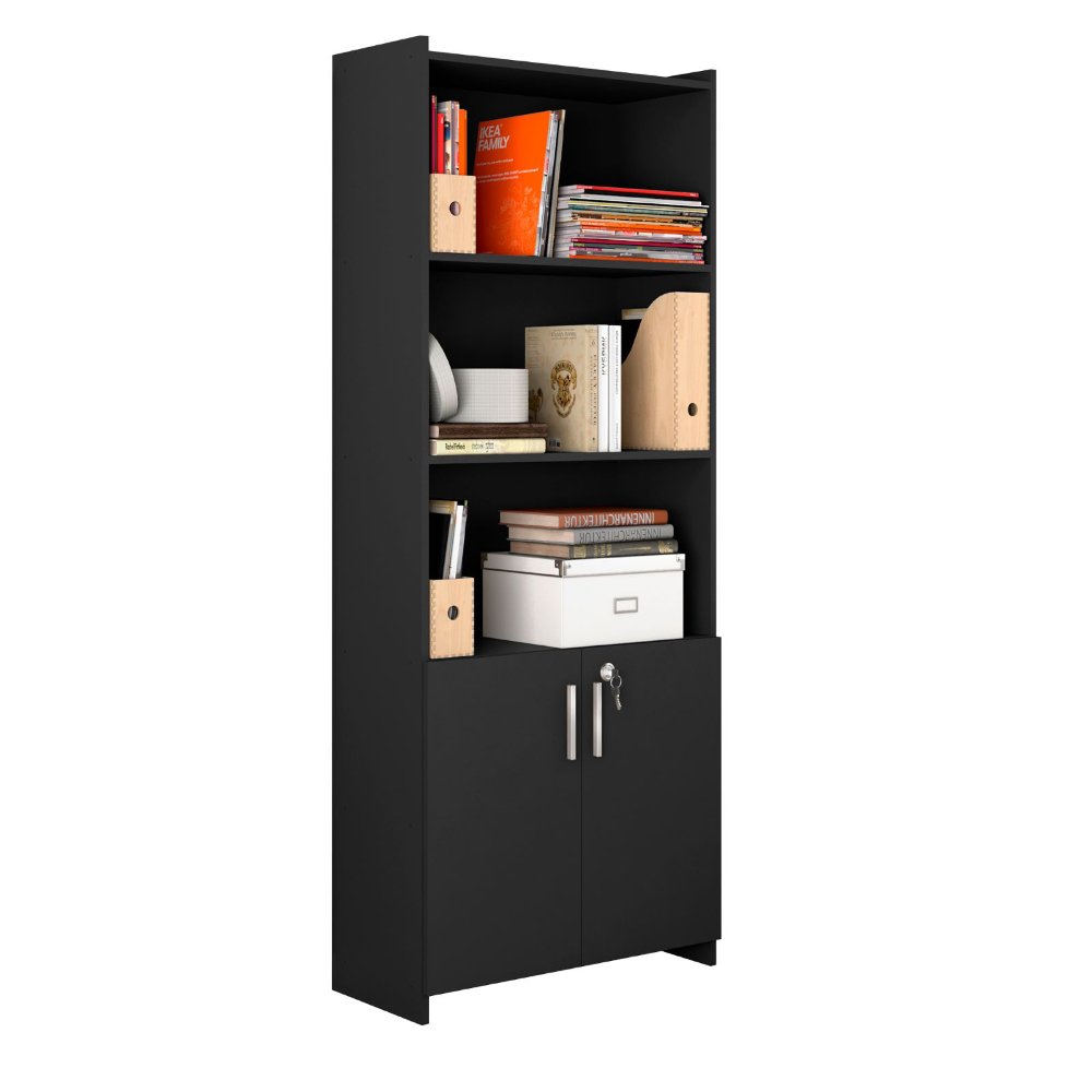 E74333 - LIBRERO MULTIUSO C/LLAVE 2P 56118 173NEGRO 178X70X31 CM