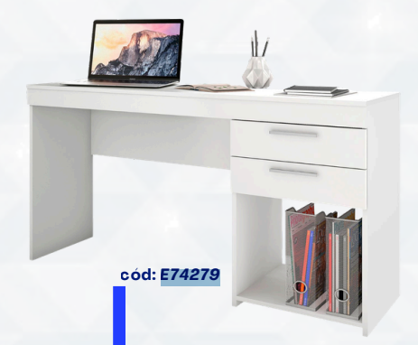 E74279 - MESA P/COMPUTADORA ESCRITORIO OFFICE 51015 127BLANCO NEW 76X121X41 CM