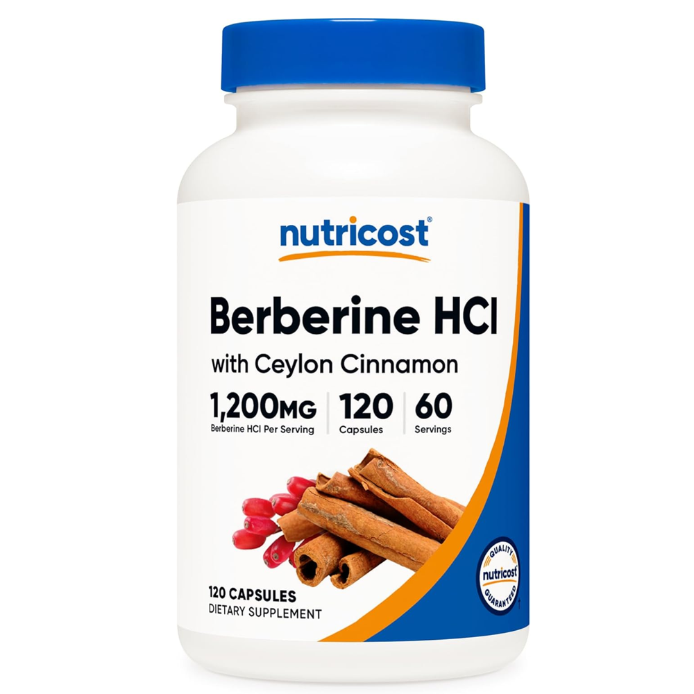 NUTRICOST BERBERINE HCI WITH CEYLON CINNAMON 1200MG 120 CAPS 60 SERVINGS