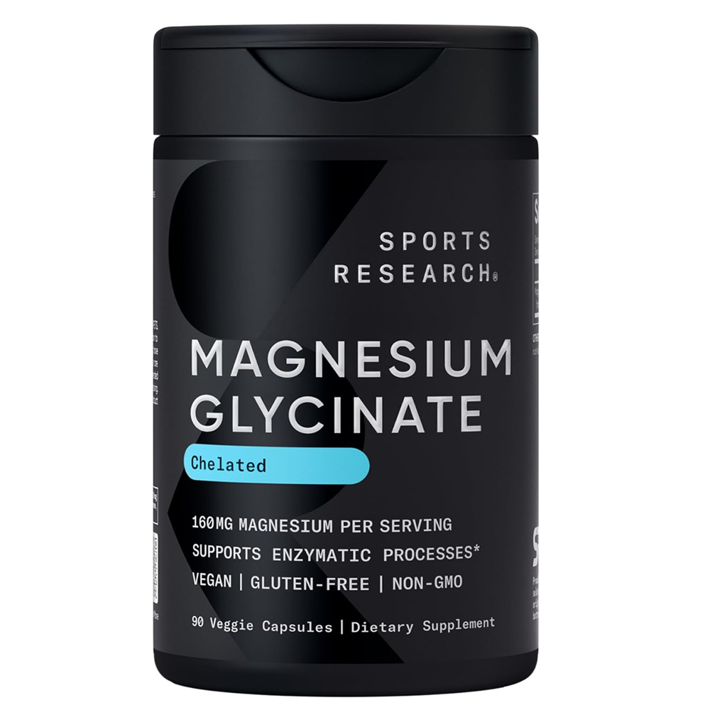SPORTS RESEARCH MAGNESIUM GLYCINATE CHELATED 160MG 90 BEGGIE CAPSULES