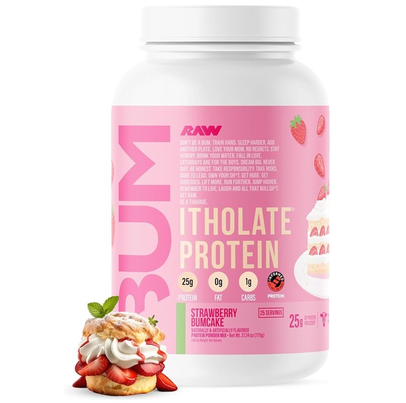 RAW BUM ITHOLATE PROTEIN 25 SERVINGS 775G STRAWBERRY BUM CAKE