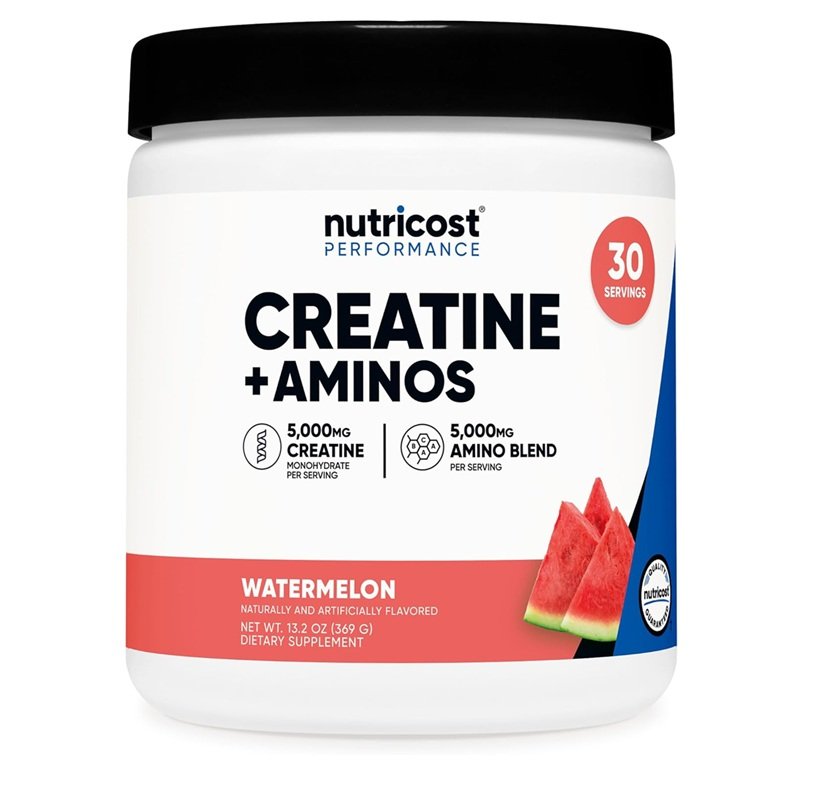 NUTRICOST CREATINE +AMINOS 5000MG CREATINE 5000MG AMINO BLEND WATERMELON 30 SERVINGS 369G
