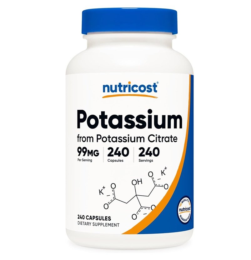 NUTRICOST POTASSIUM FROM CITRATE 99MG 240 CAPSULES