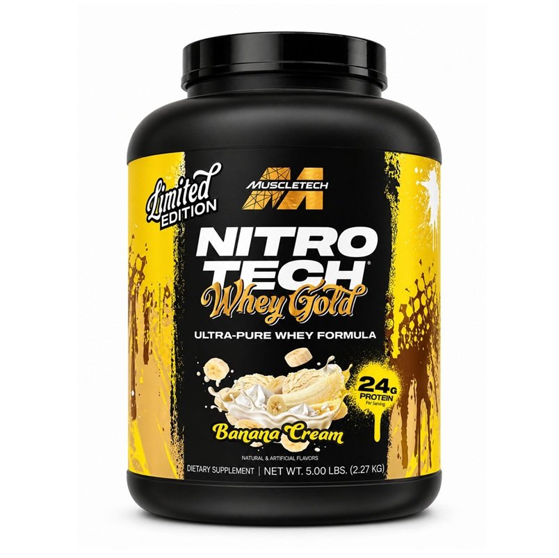 MUSCLETECH NITRO TECH WHEY GOLD LIMITED EDITION BANANA CREAM 5LB (2.27KG)
