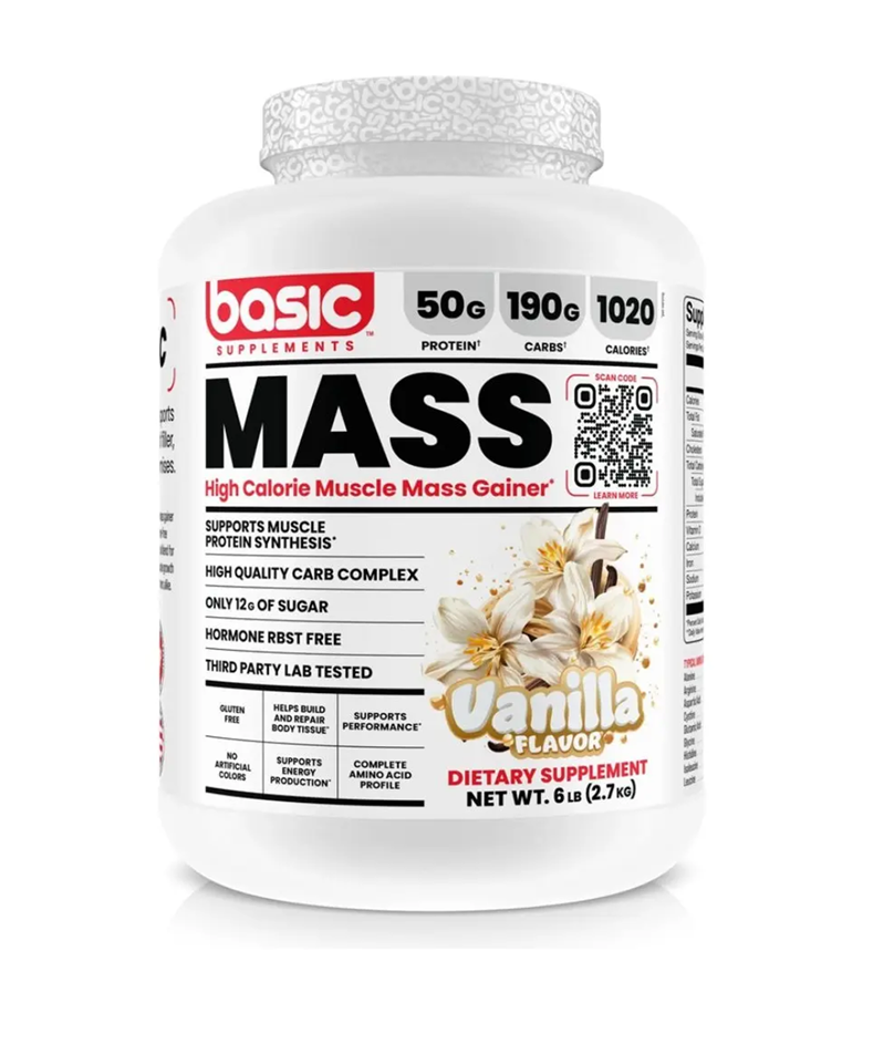 BASIC SUPPLEMENTS MASS GAINER HIGH CALORIE MUSCLE 2.7KG VAINILLA FLAVOR