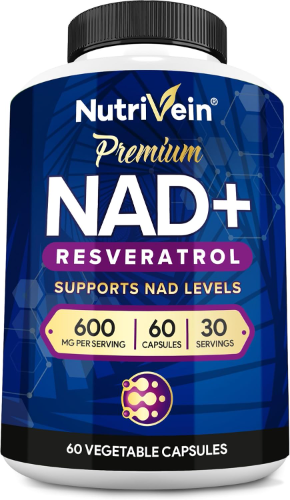 NUTRIVEIN PREMIUM NAD + RESVERATROL 600 MG PER SERVING 60 CAPSULES 30 SERVINGS