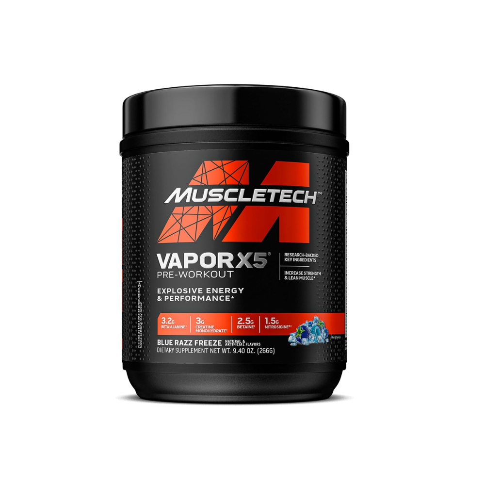 MUSCLETECH VAPOR X5 PRE WORKOUT BLUE RAZZ FREEZE 266G 30 SERVINGS
