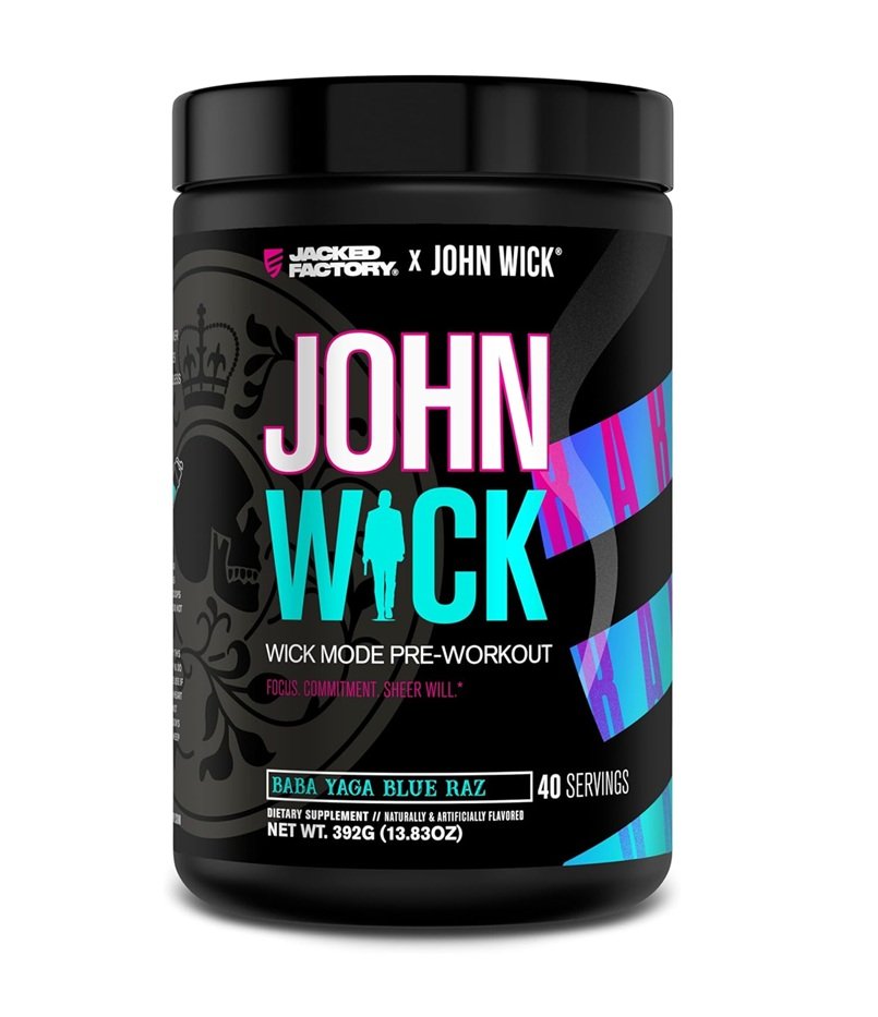 JACKED FACTORY PRE WORKOUT JHON WICK 392G 40 SERVINGS BABA YAGA BLUE RAZZ