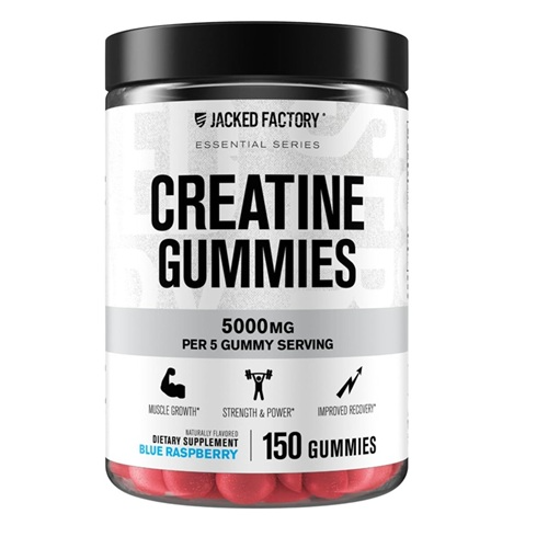 JACKED FACTORY CREATINE GUMMIES BLUE RASPBERRY 5000MG  150 GUMMIES 30 SERVINGS