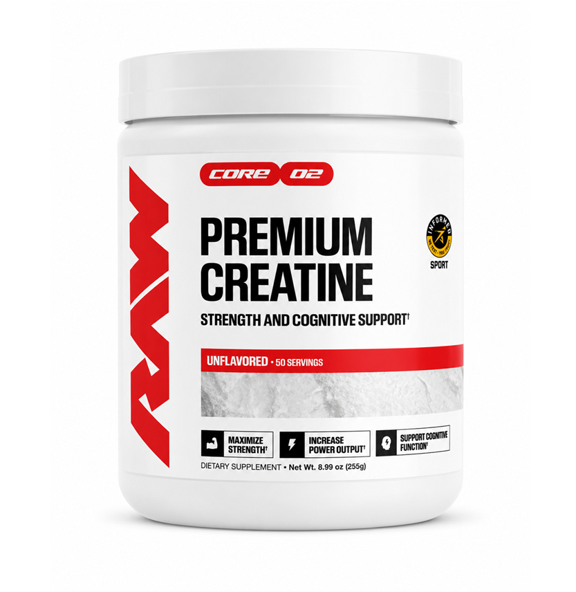 RAW PREMIUM CREATINE CORE 02 50 SERVINGS 255G UNFLAVORED
