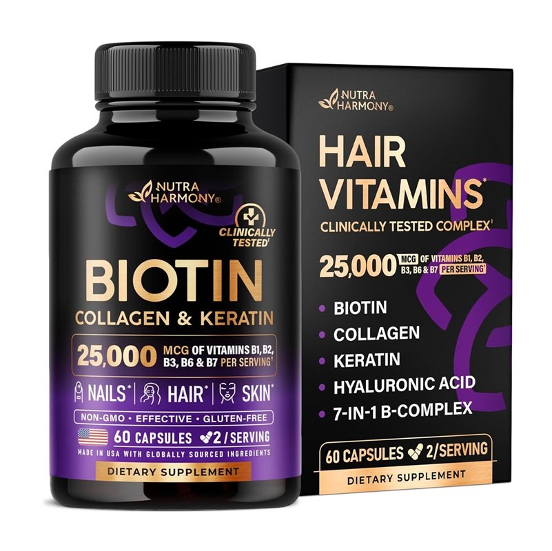 NUTRA HARMONY BIOTIN COLLAGEN & KERATIN 25.000 MCG 60 CAPSULES