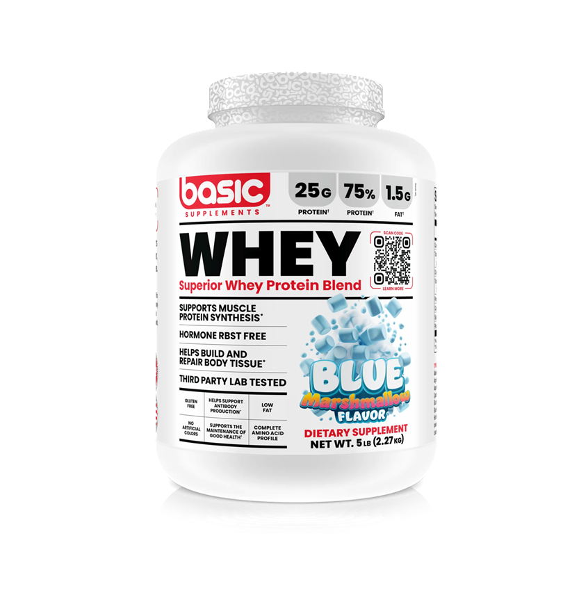 BASIC SUPPLEMENTS WHEY PROTEIN BLEND 68 SERVINGS 2.27KG BLUE MARSHMALLOW