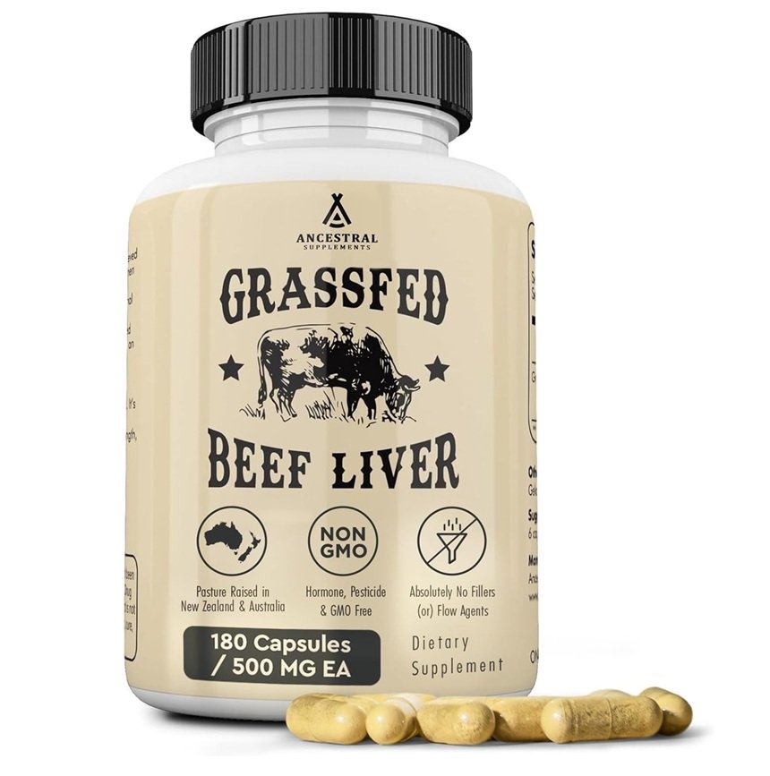 ANCESTRAL SUPLEMENTS GRASSFED BEEF LIVER 500MG EA 180 CAPSULES