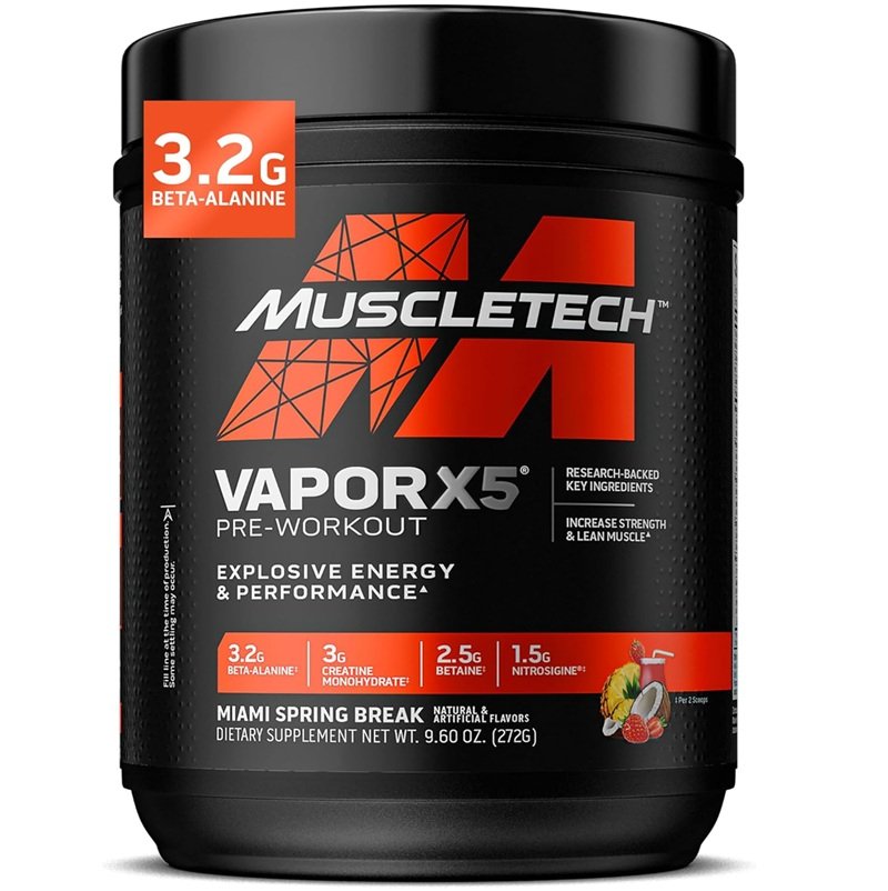 MUSCLETECH VAPOR X5 PRE WORKOUT MIAMI SPRING BREAK 272G 30 SERVINGS