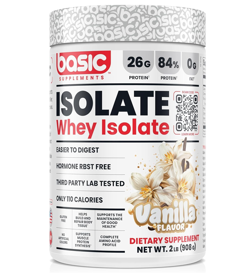 BASIC SUPPLEMENTS ISOLATE WHEY 29 SERVINGS 908G VANILLA