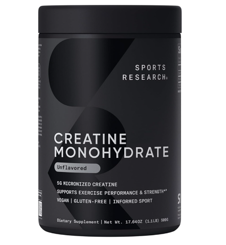 SPORTS RESEARCH CREATINE MONOHYDRATE UNFLAVORED 1.1LB 500G
