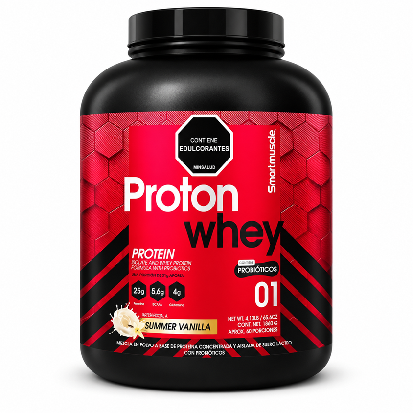 SMART MUSCLE PROTON WHEY AND ISOLATE PROBIOTICS 1860G 60 PORCIONES SUMMER VAINILA