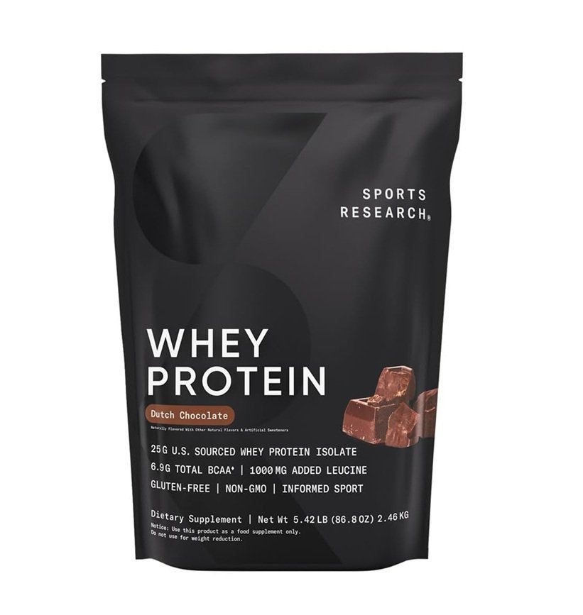 SPORTS RESEARCH WHEY PROTEIN DUTCH CHOCOLATE 56 SERVINGS 5.42LB