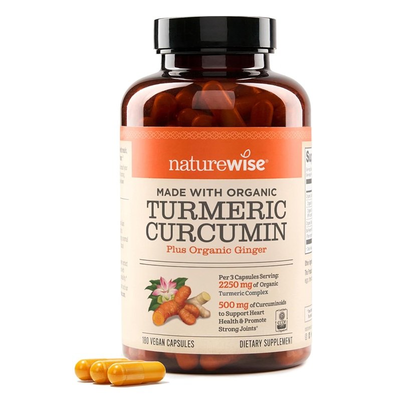 NATURE WISE TURMERIC CURCUMIN 2250MG TURMERIC 500MG CURCUMINOIDS 180 VEGAN CAPSULES