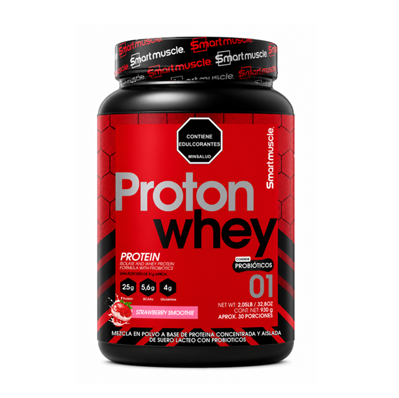 SMART MUSCLE PROTON WHEY AND ISOLATE PROBIOTICS 930G 30 PORCIONES STRAWBERRY SMOOTHIE