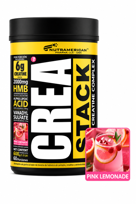 NUTRAMERICAN CREASTACK CREATINE COMPLEX 600G 60 PORCIONES PINK LIMONADE