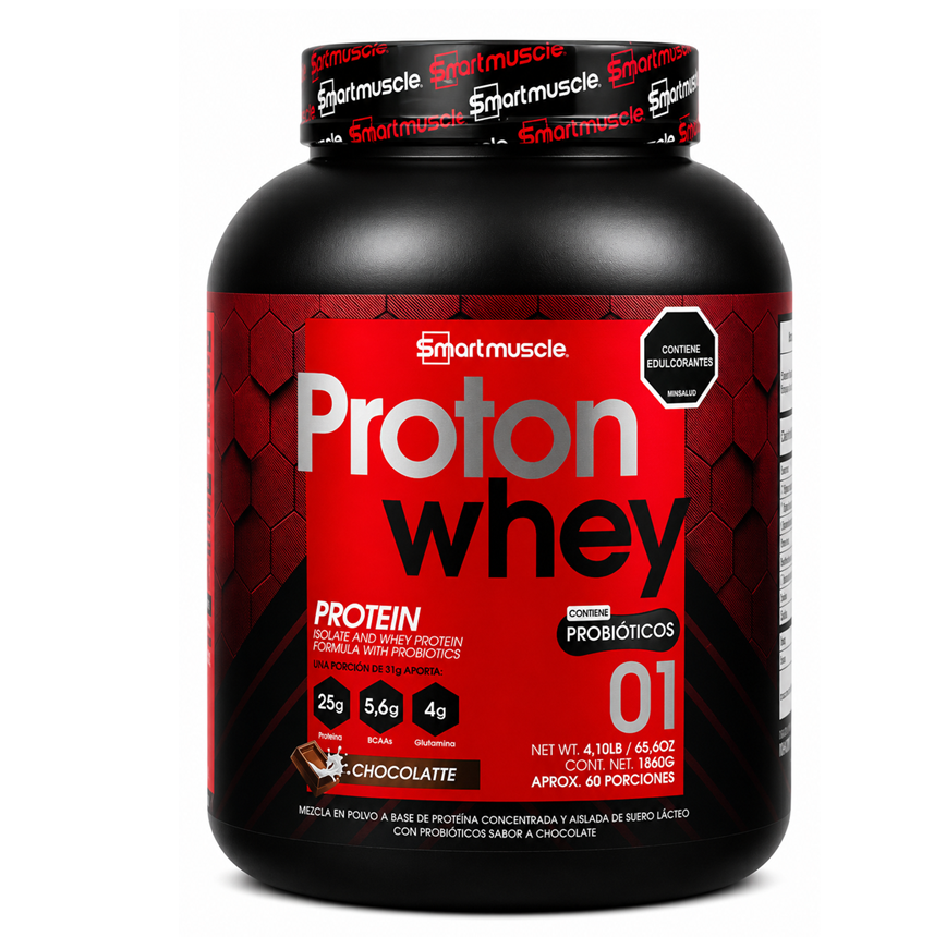 SMART MUSCLE PROTON WHEY AND ISOLATE PROBIOTICS 1860G 60 PORCIONES CHOCOLATE