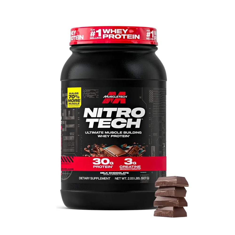 MUSCLETECH NITRO TECH WHEY PROTEIN 3G CREATINE 907G 2L MILK CHOCOLATE