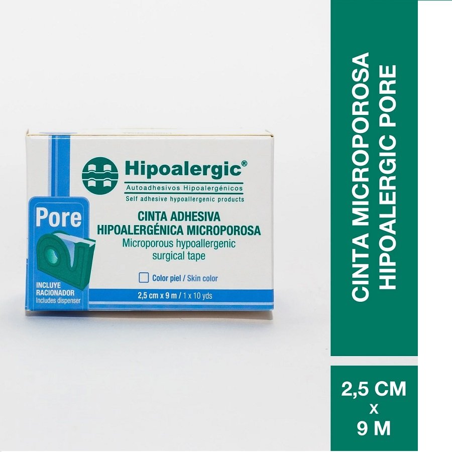 Cinta Leuco Adhesiva Microporosa Hipoalergic Pore 2,5 cm x 9 m