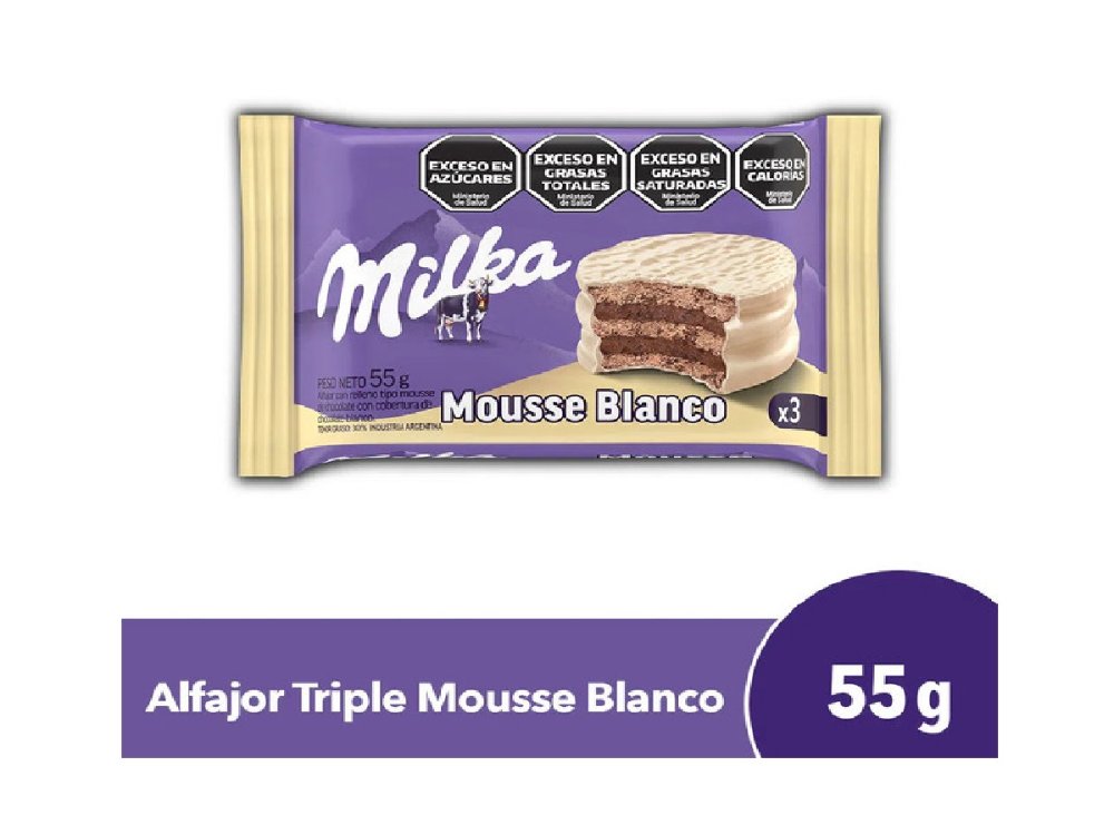 ALFAJOR MILKA TRIPLE MOUSSE BLANCO 55 GR